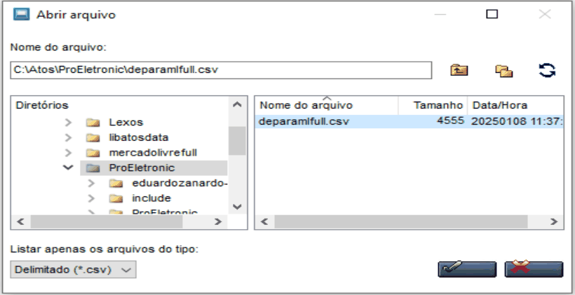 Localização do arquivo .CSV